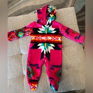 Southwest style Plush Baby Girl Hooded Onesie Sz Large